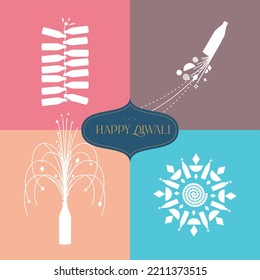 Feliz Diwali. Un festival indio. Un diseño creativo, conceptual y minimalista de ilustraciones planas vectoriales hechas de dulces y galletas Diwali. Útil para marca, medios sociales, empaque, papel tapiz, etc.