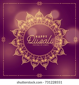 happy diwali indian festival ethnic greeting with mandala decoration