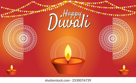 Feliz Diwali, festival indio de la luz. Fondo de Festiva con la quema de bricolaje, tarjeta de felicitación de la celebración de Diwali, diseño de Ilustración vectorial EPS 10 archivo.