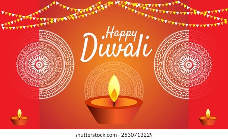 Feliz Diwali, festival indio de la luz. Fondo de Festiva con la quema de bricolaje, tarjeta de felicitación de la celebración de Diwali, diseño de Ilustración vectorial EPS 10 archivo.