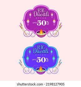 Happy Diwali. Indian Festival Of Lights. Diwali Price Tag, Banner, Offer, Discount.