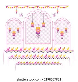 Happy Diwali. Indian festival of lights. Diwali home decoration 