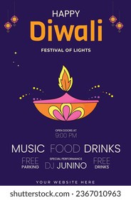 Happy Diwali. Indian festival of lights. flyer, postcard , poster, banner, Background template.