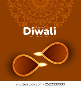 Happy Diwali. Indian festival of lights celebration. Traditional hindu festival card design. Vector illustration