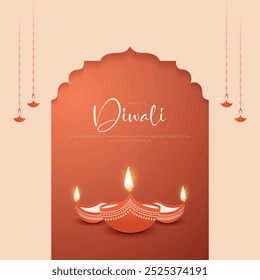 Feliz festival indio de luces de Diwali, fondo de vacaciones, tarjeta de felicitación de celebración de Diwali, diseño de Ilustración vectorial abstracto.