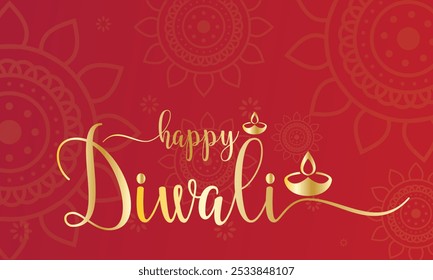 Happy Diwali. Indian festival of lights. festival of India, with candle and flower, objects, fire for greeting card, poster, postcard, invitation or background. Vector illustration. EPS 10
