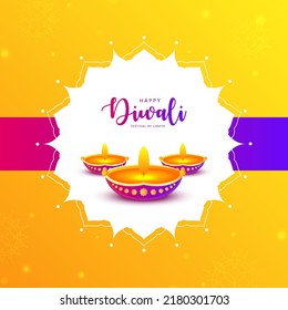 Happy Diwali Indian festival oil lamp background.