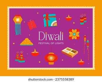 Feliz Festival Indio Diwali diseño de patrones de vector ilustración para el diseño de envases  