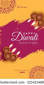 Happy Diwali Indian festival portrait template design.