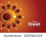 happy Diwali. Indian festivals of light with golden pot Diya. vector illustration design
