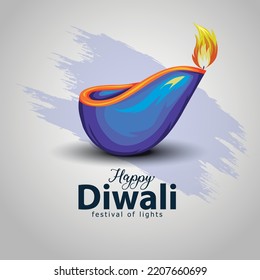 happy Diwali. Indian festivals of light with colorful diya. vector illustration design