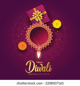 happy Diwali. Indian festivals of light with Diwali elements. vector illustration design.