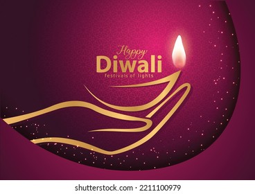happy Diwali. Indian festivals of light with Diwali elements. vector illustration design.