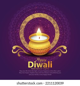 happy Diwali. Indian festivals of light with Diwali elements. vector illustration design.