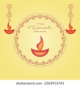happy Diwali. Indian festivals of light with Diwali elements. vector illustration design.