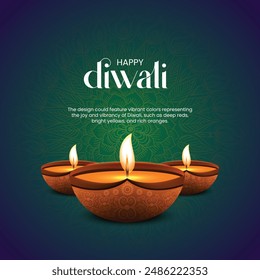 Happy Diwali. Indian festivals of light with pot Diya. vector illustration design