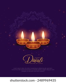 Happy Diwali Indian festivals of light with Diwali elements. vector