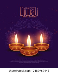 Felices Fiestas Indias de la Luz con Elementos Diwali. Vector