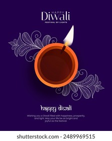 Happy Diwali Indian festivals of light with Diwali elements. vector