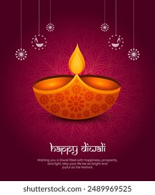 Happy Diwali Indian festivals of light with Diwali elements. vector