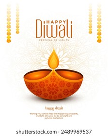 Happy Diwali Indian festivals of light with Diwali elements. vector