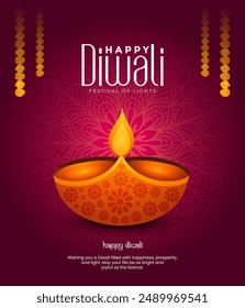 Happy Diwali Indian festivals of light with Diwali elements. vector