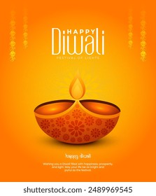 Happy Diwali Indian festivals of light with Diwali elements. vector