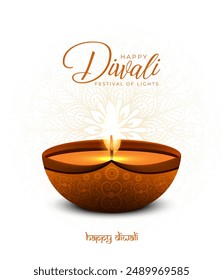 Happy Diwali Indian festivals of light with Diwali elements. vector