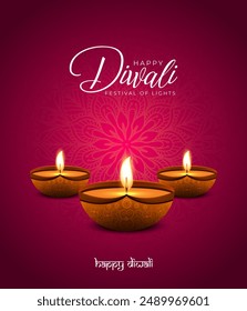 Happy Diwali Indian festivals of light with Diwali elements. vector