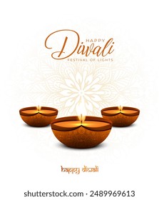 Happy Diwali Indian festivals of light with Diwali elements. vector