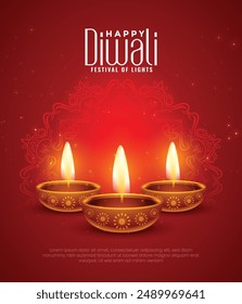 Happy Diwali Indian festivals of light with Diwali elements. vector