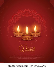 Happy Diwali Indian festivals of light with Diwali elements. vector