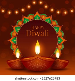 Happy Diwali indian fetival of lights celebration Indian Traditional card background. Diwali celebration vector illustration design