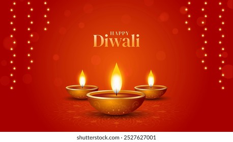 Feliz Diwali festejo indiano de luzes comemoração fundo de cartão tradicional indiano. Projeto de ilustração vetorial de celebração do Diwali