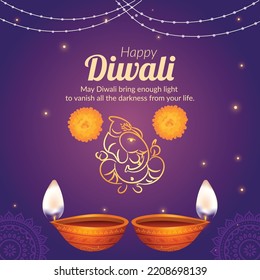 Happy Diwali Indian religious festival banner design template.