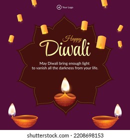 Happy Diwali Indian religious festival banner design template.