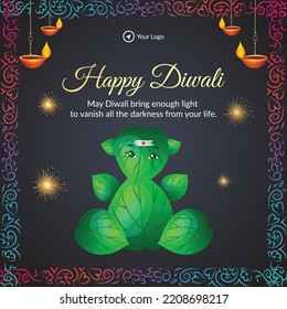 Happy Diwali Indian religious festival banner design template.