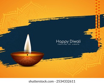 Happy Diwali Indian traditional festival greeting card design vector