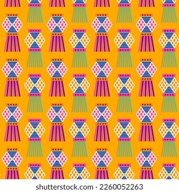 Happy Diwali Lantern Seamless Pattern. Vector Illustration of Indian Holiday Celebration.