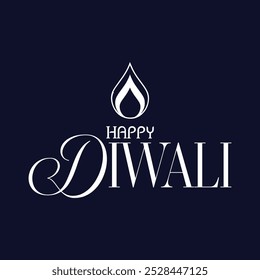 Happy Diwali lettering with diwali diya vector illustration.