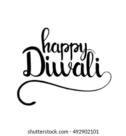 Happy Diwali lettering. Modern vector hand drawn calligraphy isolated on white background for your greeting card design