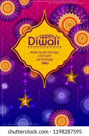 Happy Diwali light festival of India greeting background in vector