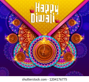 Happy Diwali light festival of India greeting background in vector