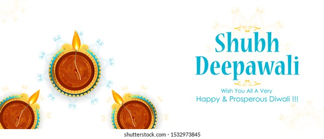 Happy Diwali light festival of India greeting background in vector