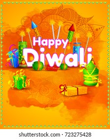 Happy Diwali light festival of India greeting advertisement sale banner with happy diwali wishes in hindi text for vector background