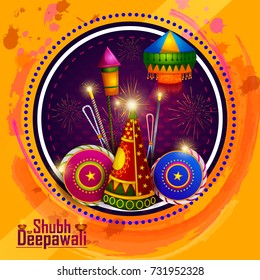 Happy Diwali light festival of India greeting background in vector