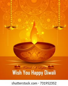 Happy Diwali light festival of India greeting background in vector