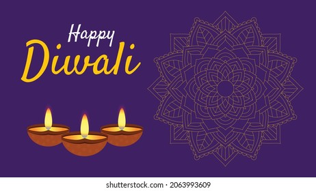 Happy Diwali. Light green background with diwali flower elements and mandala vectors