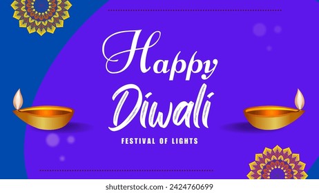 Happy Diwali. Light green background with diwali flower elements and mandala vectors with diyas for celebrating diwali festivals hindu indian festival banner design.