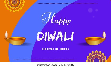 Happy Diwali. Light green background with diwali flower elements and mandala vectors with diyas for celebrating diwali festivals hindu indian festival banner design.